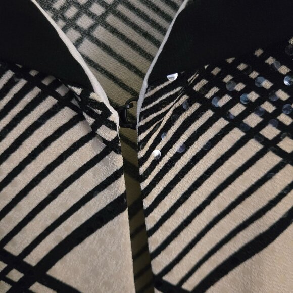 Joseph Ribkoff Stunning Tan Black Plaid Subtle Sequin Jacket 3/4 Sleeve Size L - Picture 10 of 13